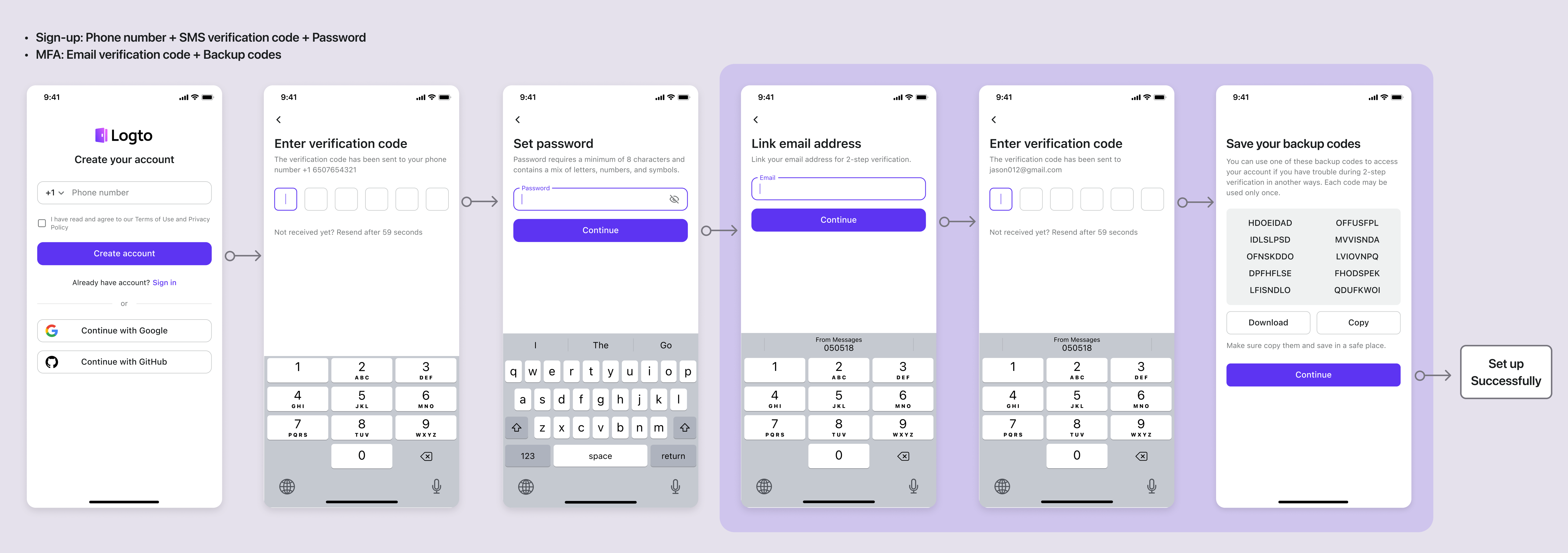 Email MFA setup flow 1-1